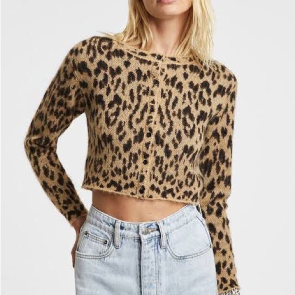 Ksubi Leopard Print Cardigan - Black and Tan